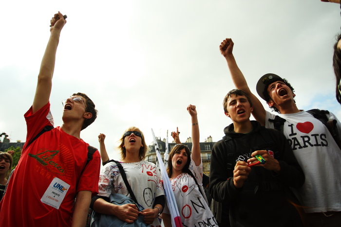 Mobilisation contre les suppressions de postes, ici à Bastille