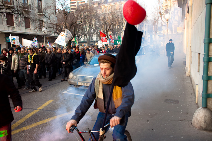 Durant la manifestation chambérienne du 29 janvier 2009