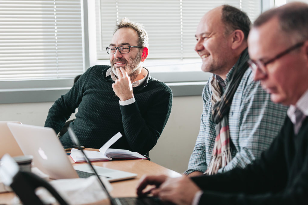 Reportage au siège social de l'entreprise coopérative Syndex à Paris dans le 18e arrondissement le 13 décembre 2018.