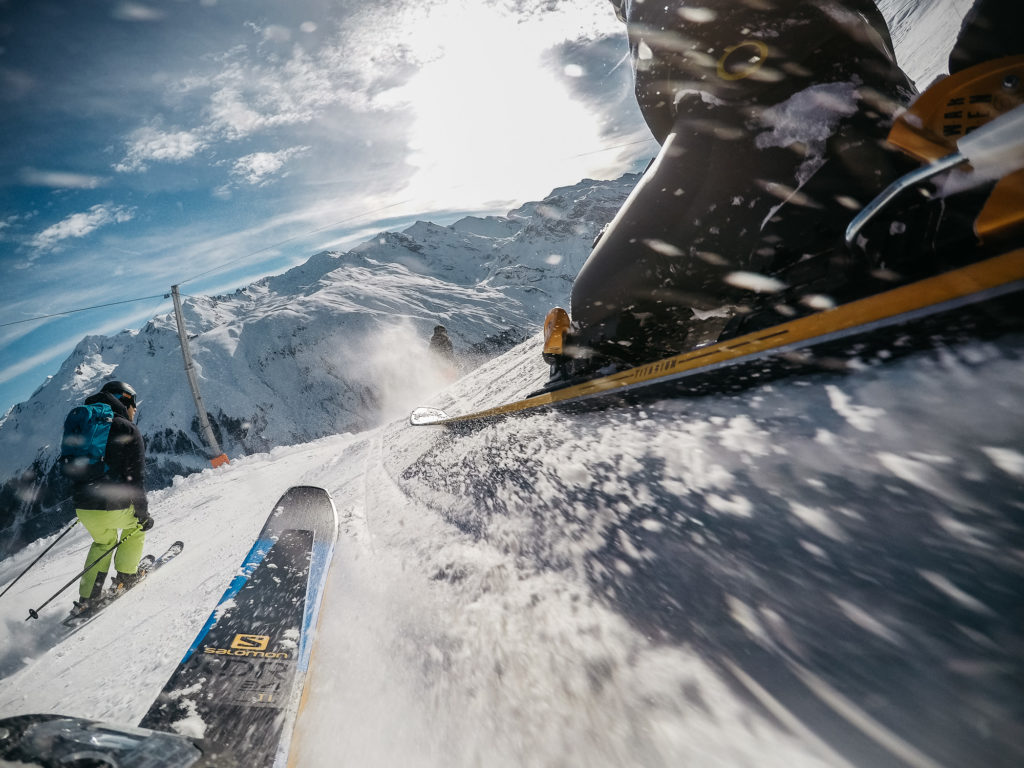 Shooting de skis Salomon à Val d'Isère le 13 décembre 2016.