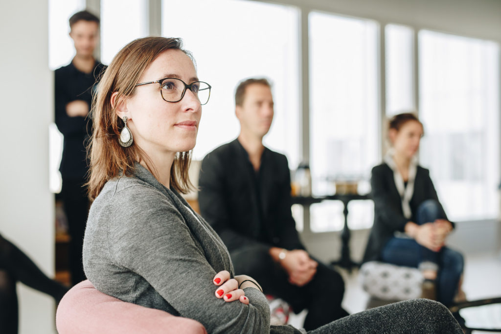 Les Nouveaux Ateliers #5 sur le thème de la beauté connecté organiser par l'agence extrême pour quelques cadres de l'Oréal au siège de l'Oréal France à Levallois Peret le 24 avril 2017.