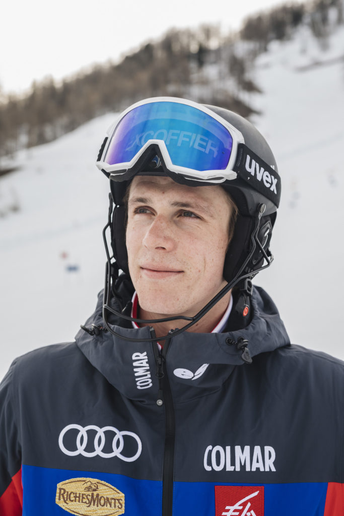 Shooting des produits chaussures de ski Lange à Val d'Isère et Combloux les 2 et 3 avril 2019 pour la réalisation d'une vidéo de publicité avec Clément Noël et un jeune skieur.