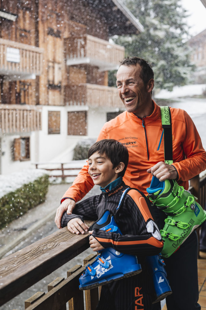 Shooting des produits chaussures de ski Lange à Val d'Isère et Combloux les 2 et 3 avril 2019 pour la réalisation d'une vidéo de publicité avec Clément Noël et un jeune skieur.